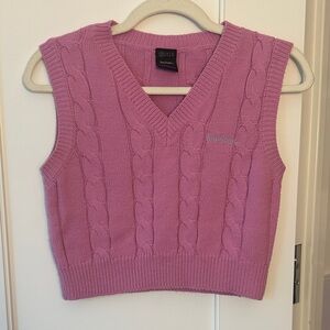 Urban Outfitters Iets Frans Pink Cable Knit Cropped Sweater Vest XS